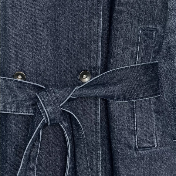 ZARA TRF BELTED DENIM MIDI JACKET - Picture 11 of 11